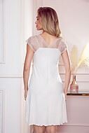 Elegant nightdress, wrinkled mesh, lace inlay, V-neckline